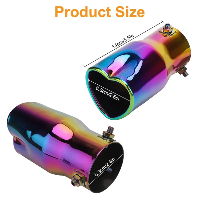 Heart-Shaped Exhaust Tip – 2.5" Stainless Steel Muffler Pipe