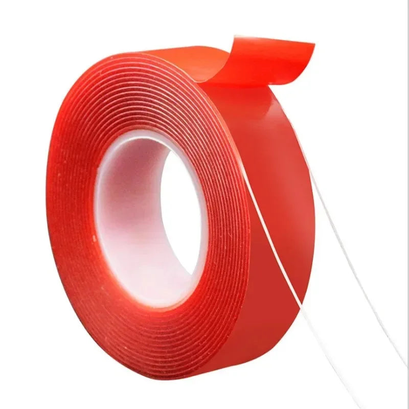 1/2p Ultra Thin Transparent Red Film Double Sided Tape With HighTemperature Resistance No Marks Waterproof Adhesion Strong Adhes Zpaxo