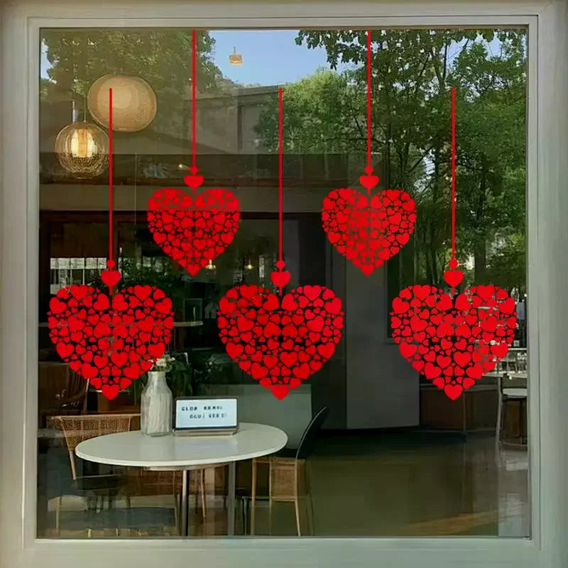 Valentine's Day Atmosphere Decorative Stickers Heart-shaped Glass Zpaxo