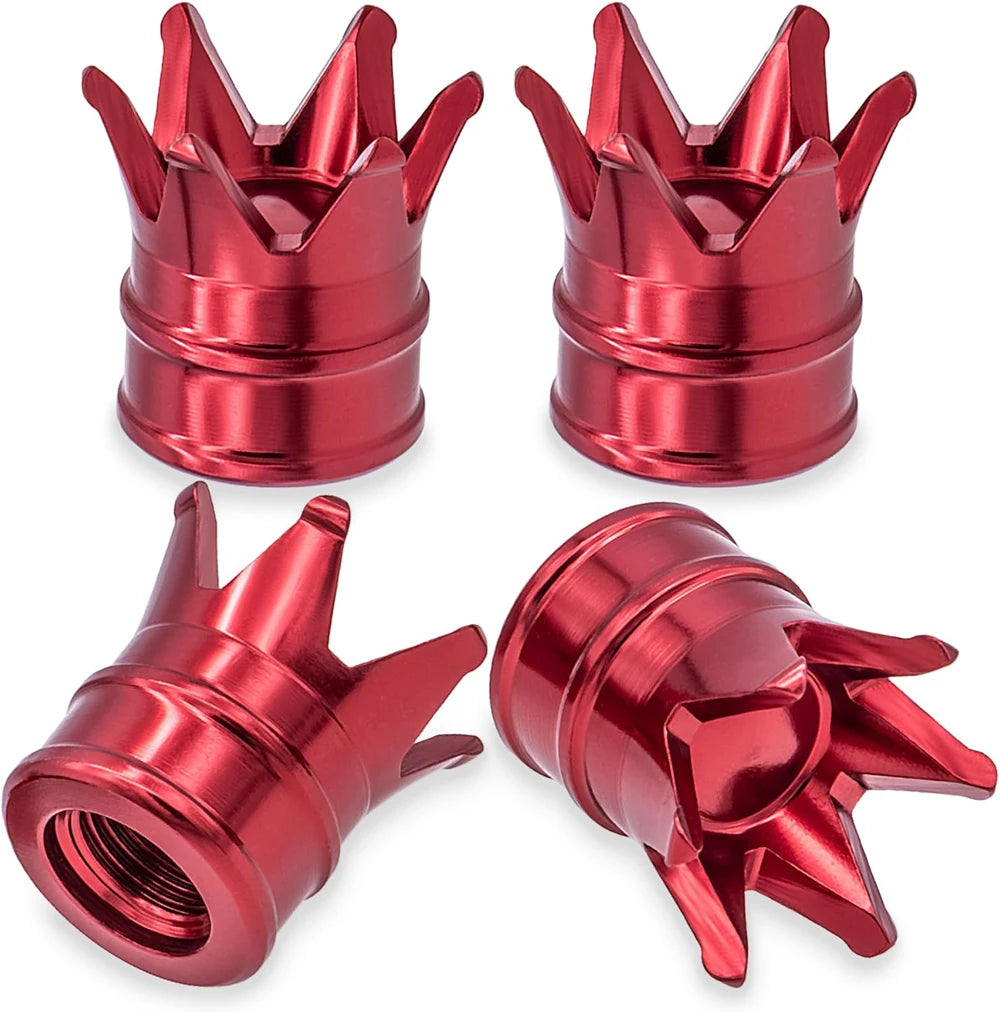 4-Pack Crown Aluminum Tire Valve Stem Caps – Dustproof & Stylish