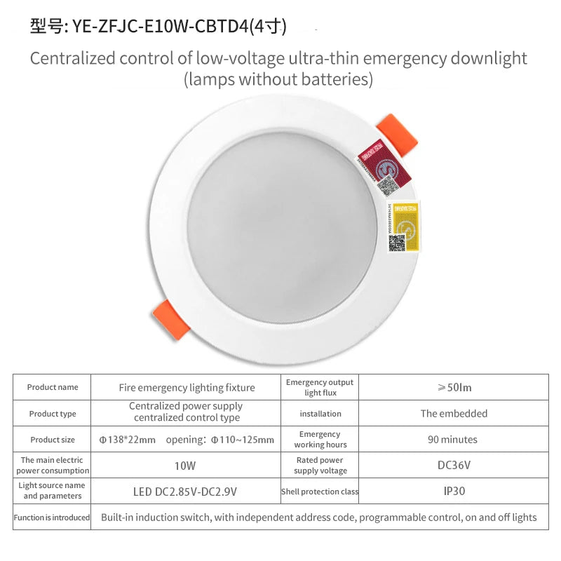 LED Emergency Recessed Downlight 4W 10W 14W – 90-Min Backup