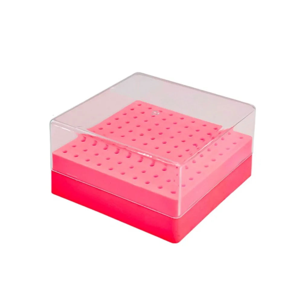 100 Holes Nail Drill Bits Organizer Portable Dustproof Art Storage Zpaxo Red