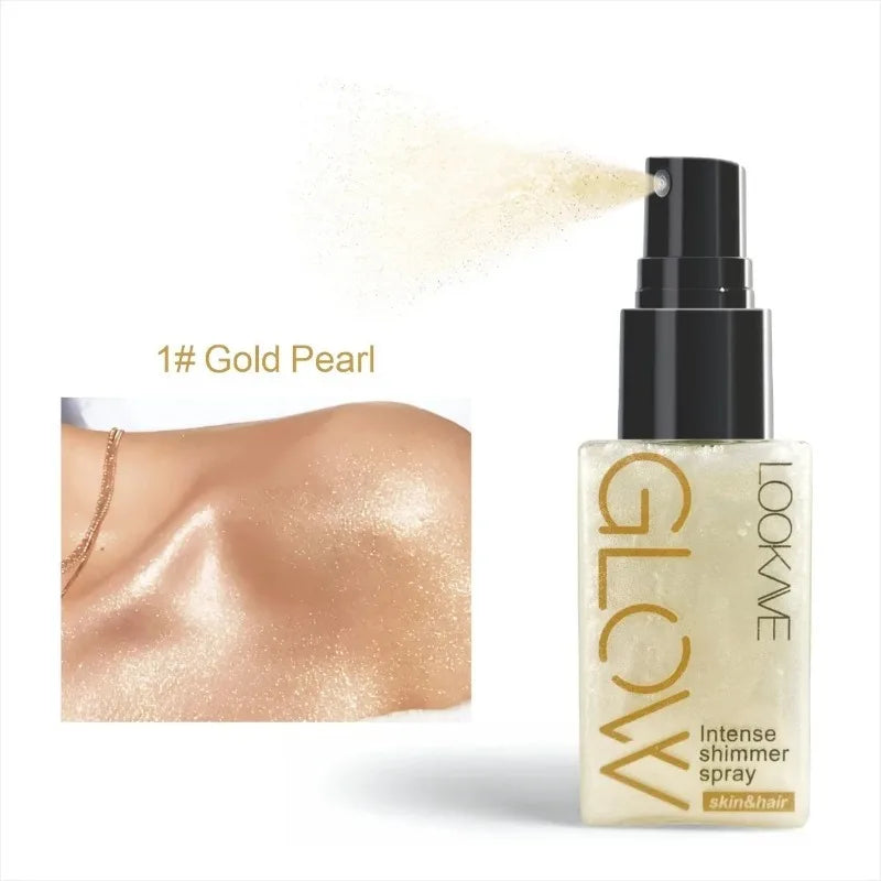 Pearlescent Glitter Spray Shimmer Oil Lasting Shine Gold Bronze
