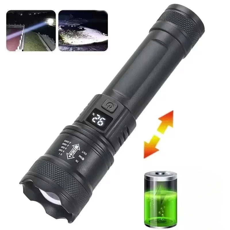 High Power LED Flashlight – USB Rechargeable Tactical Zoom Torch