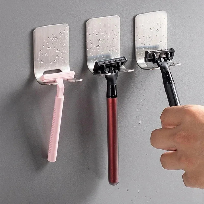 2-Pack Stainless Steel Razor Holder & Bathroom Shaver Stand