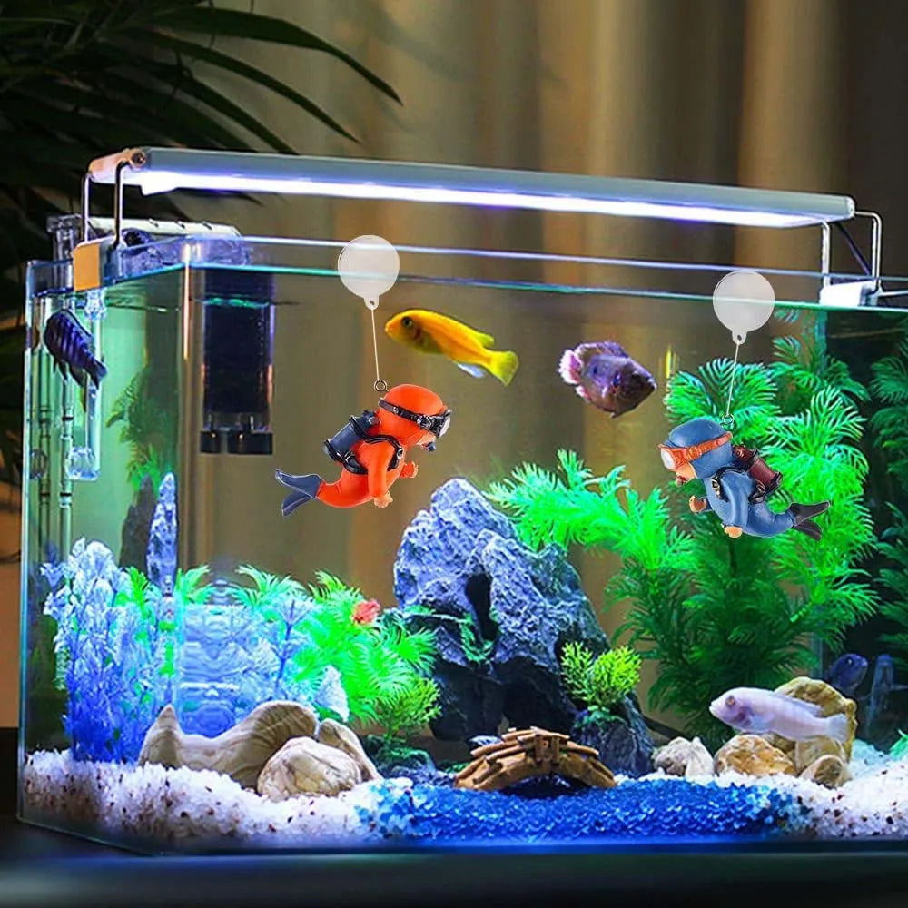 Floating Diver Fish Tank Ornaments – Aquarium Decor 2 Pcs Aquarium Ornament Zpaxo