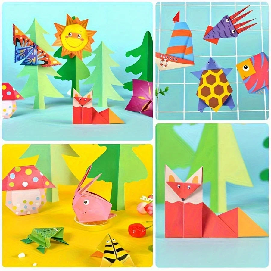 54/108 Sheets Animal Life Origami Kit for Beginners Creative Paper Projects Vibrant Paper Stress Relief Craft Gift Origami JXB Zpaxo