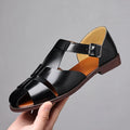 Vintage Brown Leather Roman Sandals Breathable Closed Toe Summer Zpaxo 7899 Black 46 China Mainland