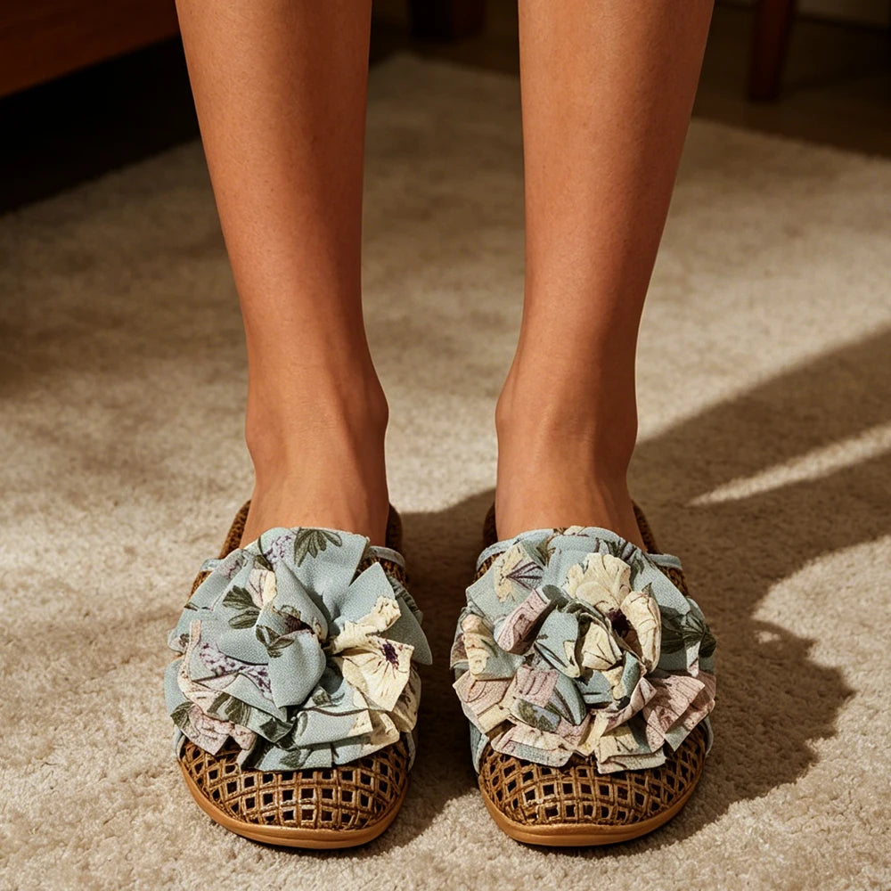 Summer Women Linen Slippers Lightweight Indoor Home Antislip Bedroom