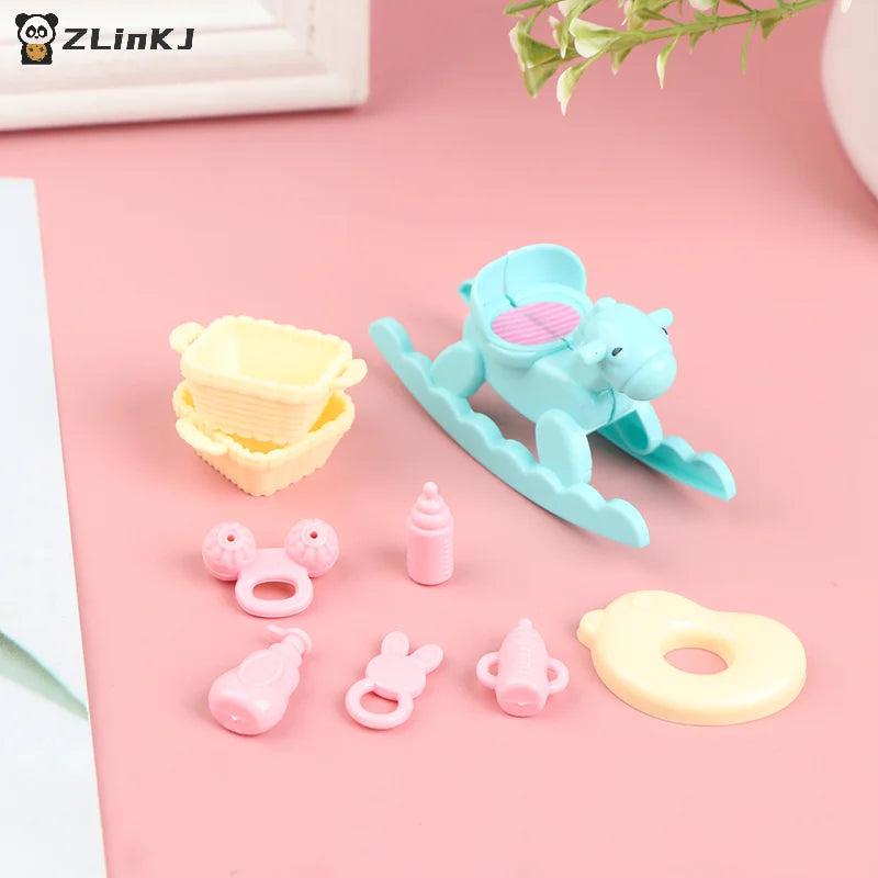 ▶1:6 Mini Small Plastic Rocking Horse Model Balance Horse Doll House Decoration Pretend Play House Toy Gift For Child Kid Girl Zpaxo
