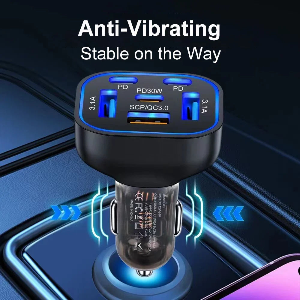 UYUXIO 1 USB C Car Charger Adapter PD 30W Multi Ports Fast Charge