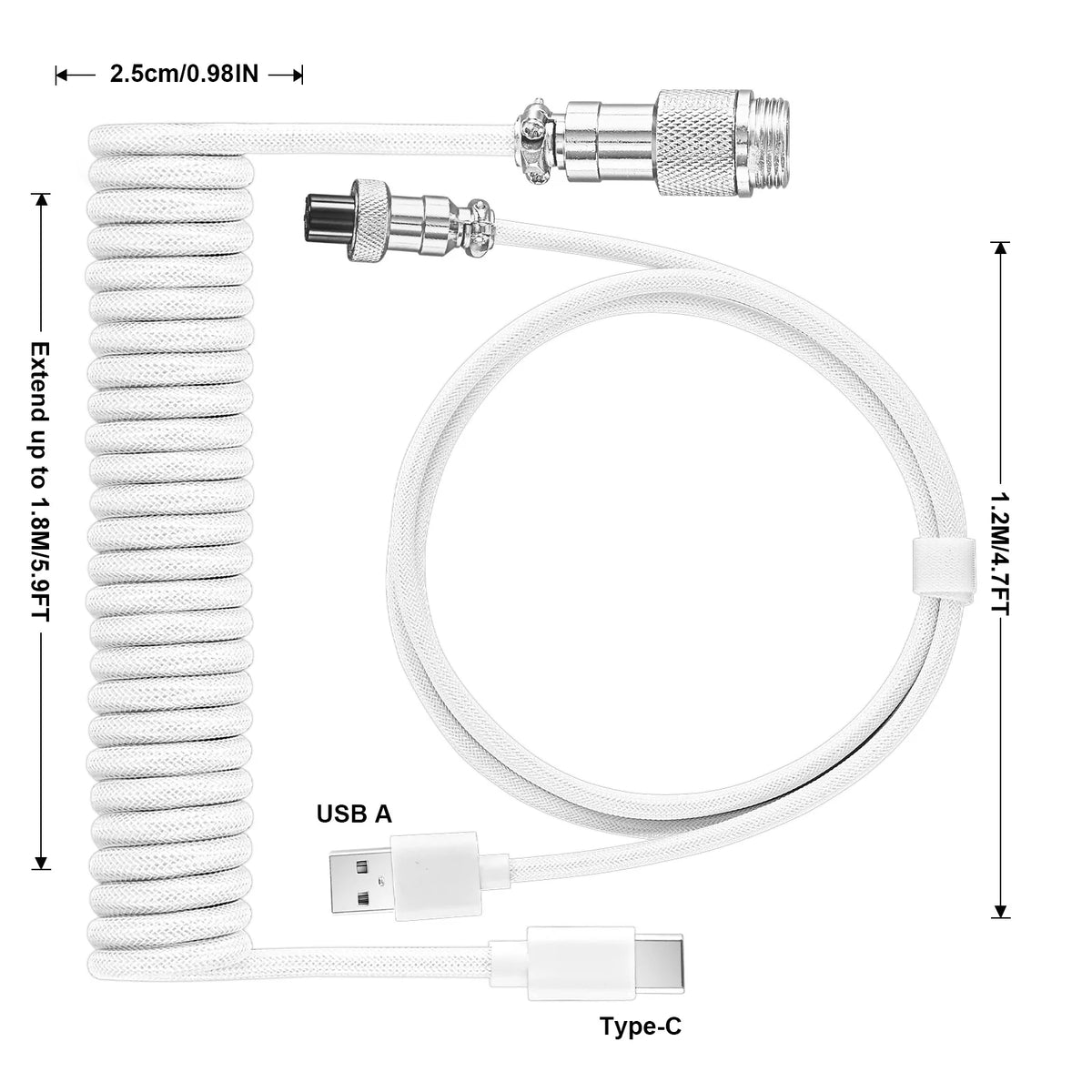 Mechanical Keyboard Coiled Cable Aviator Type-c USB Connector Zpaxo
