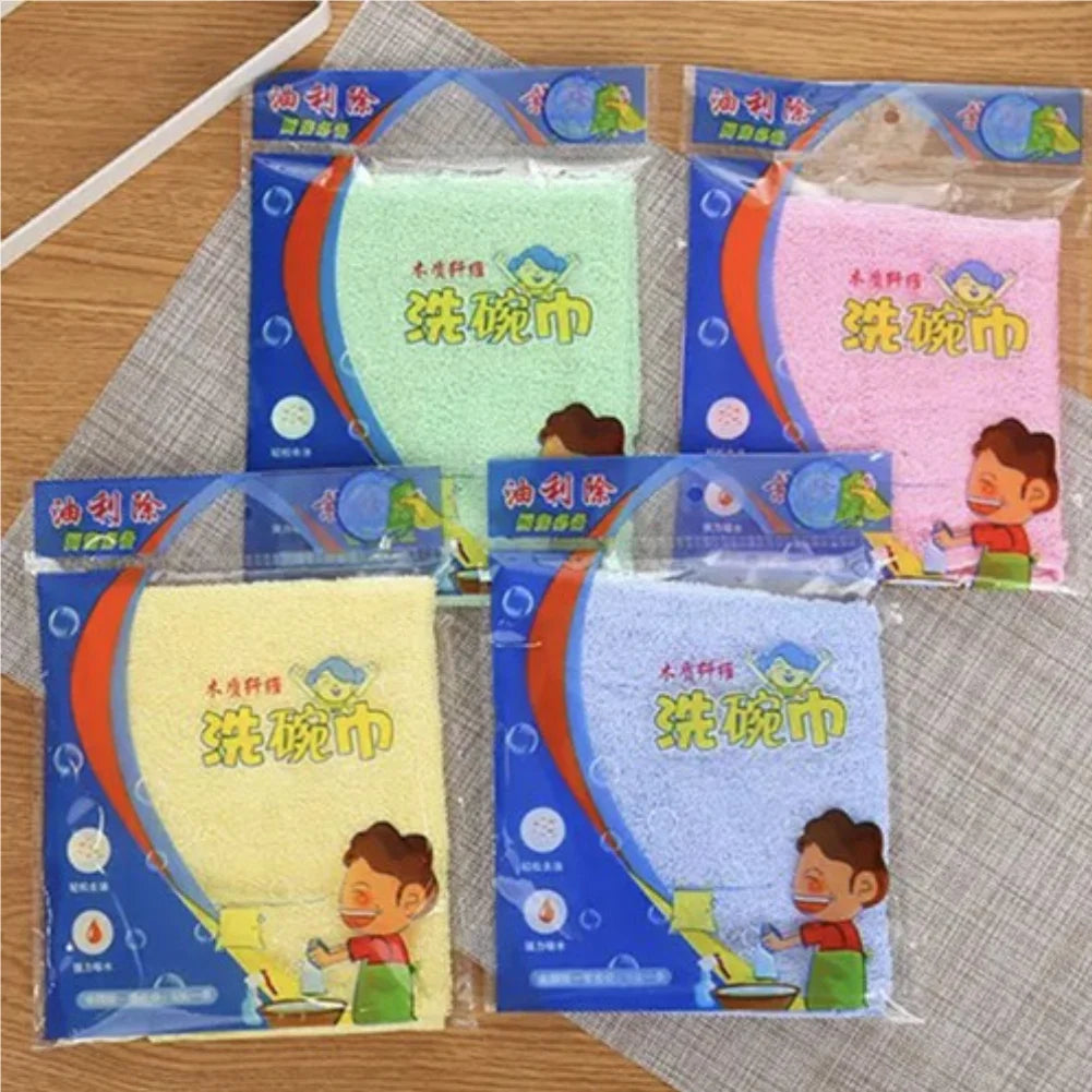 Kitchen dishcloth, non-grease-absorbing cleaning cloth, wood fibre towel, small dishcloth, no-rinse dishwashing cloth Zpaxo