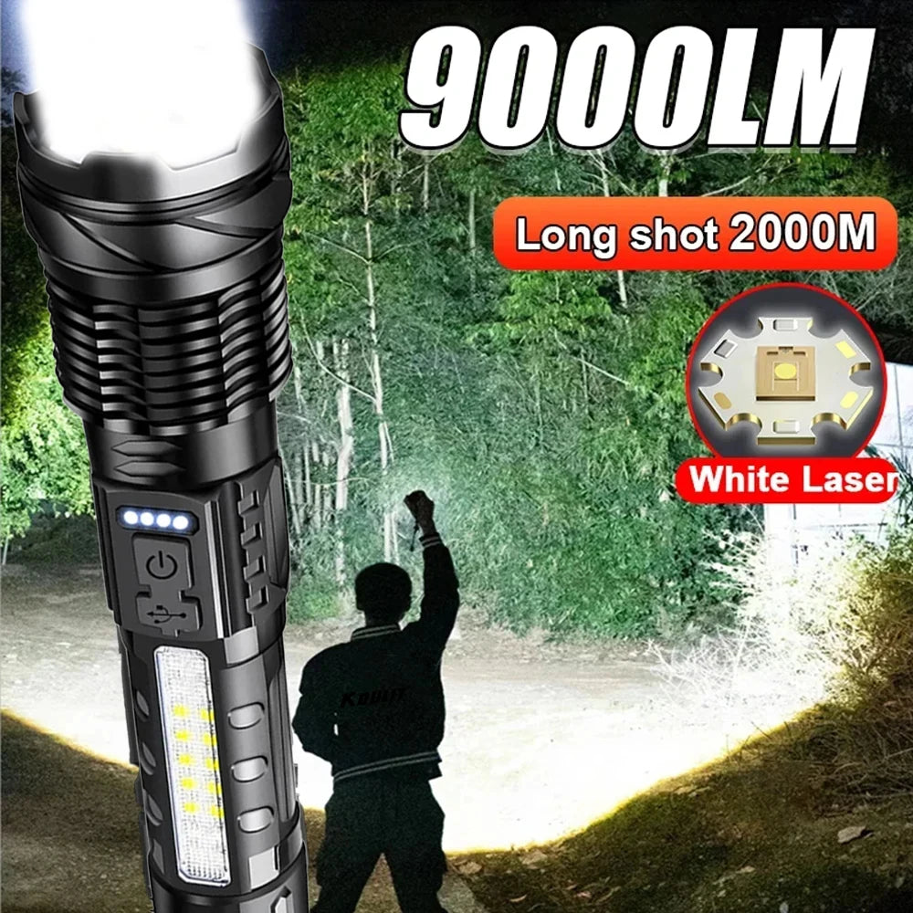KDULIT 2000LM USB Rechargeable Zoomable LED Tactical Flashlight