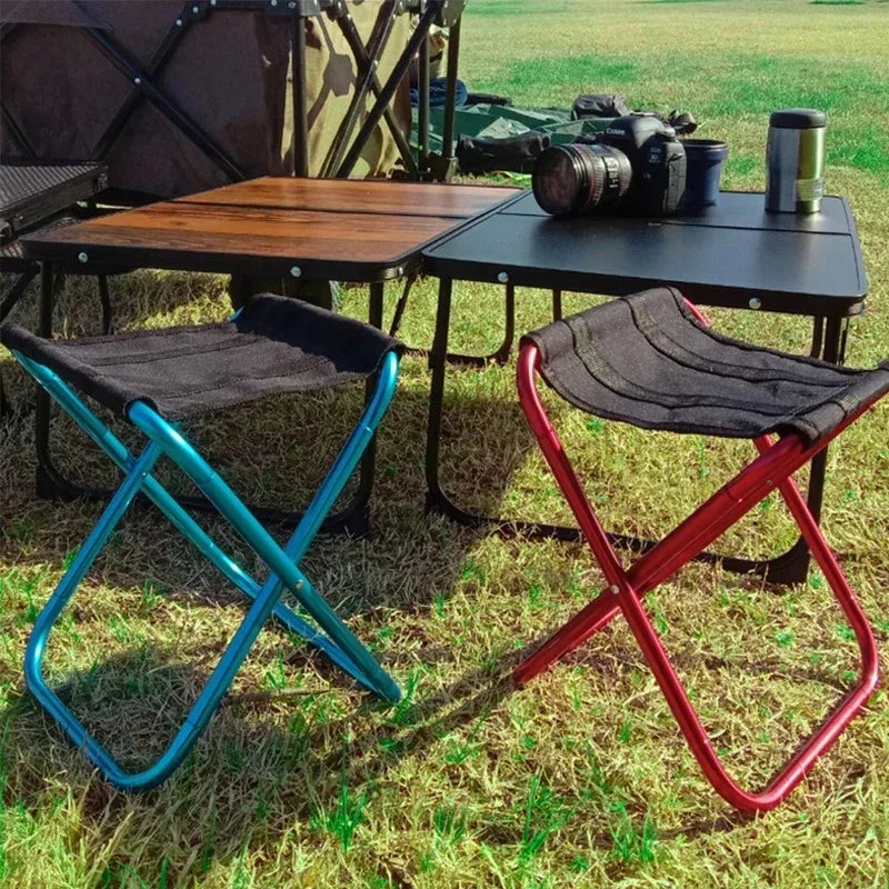 Outdoor Camping Chair Golden Aluminum Alloy Folding Bag Stool Seat