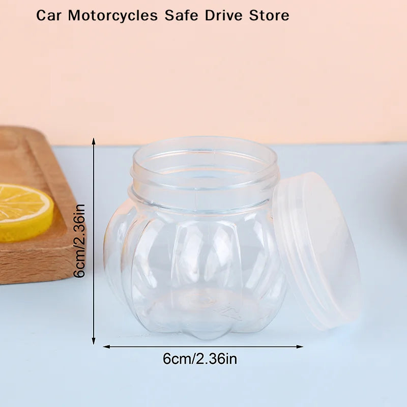 Pumpkin Jar Transparent Plastic Lid Candy Cookies Grain Tea Seasoning