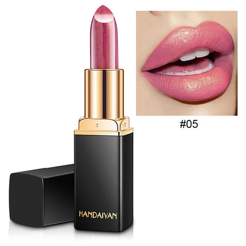 Black Tube Gold Shiny Lipstick Waterproof Long Lasting Moisturizing Zpaxo 05