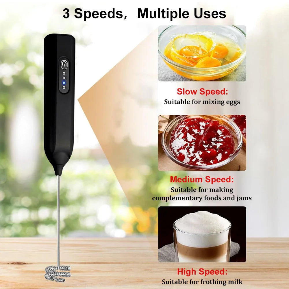 Mini Milk Frother USB Rechargeable Handheld Automatic Rotary Foam