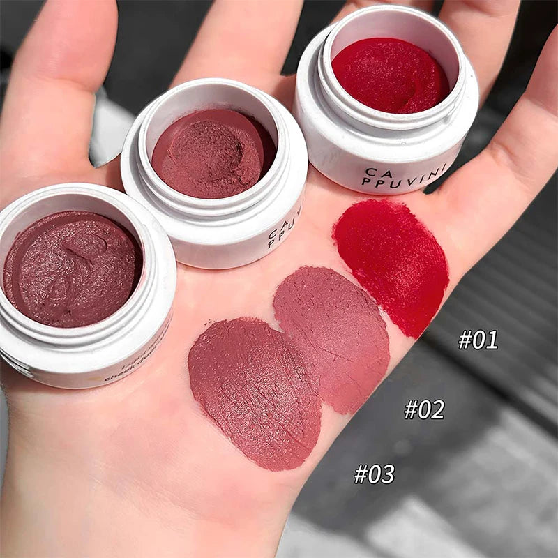 Lip and Cheek Dual-use Lip Mud Waterproof Non-Stick Cup Silky Matte Lipgloss&Blush Highly Pigmented Red Lipstick Lip Tint Makeup Zpaxo