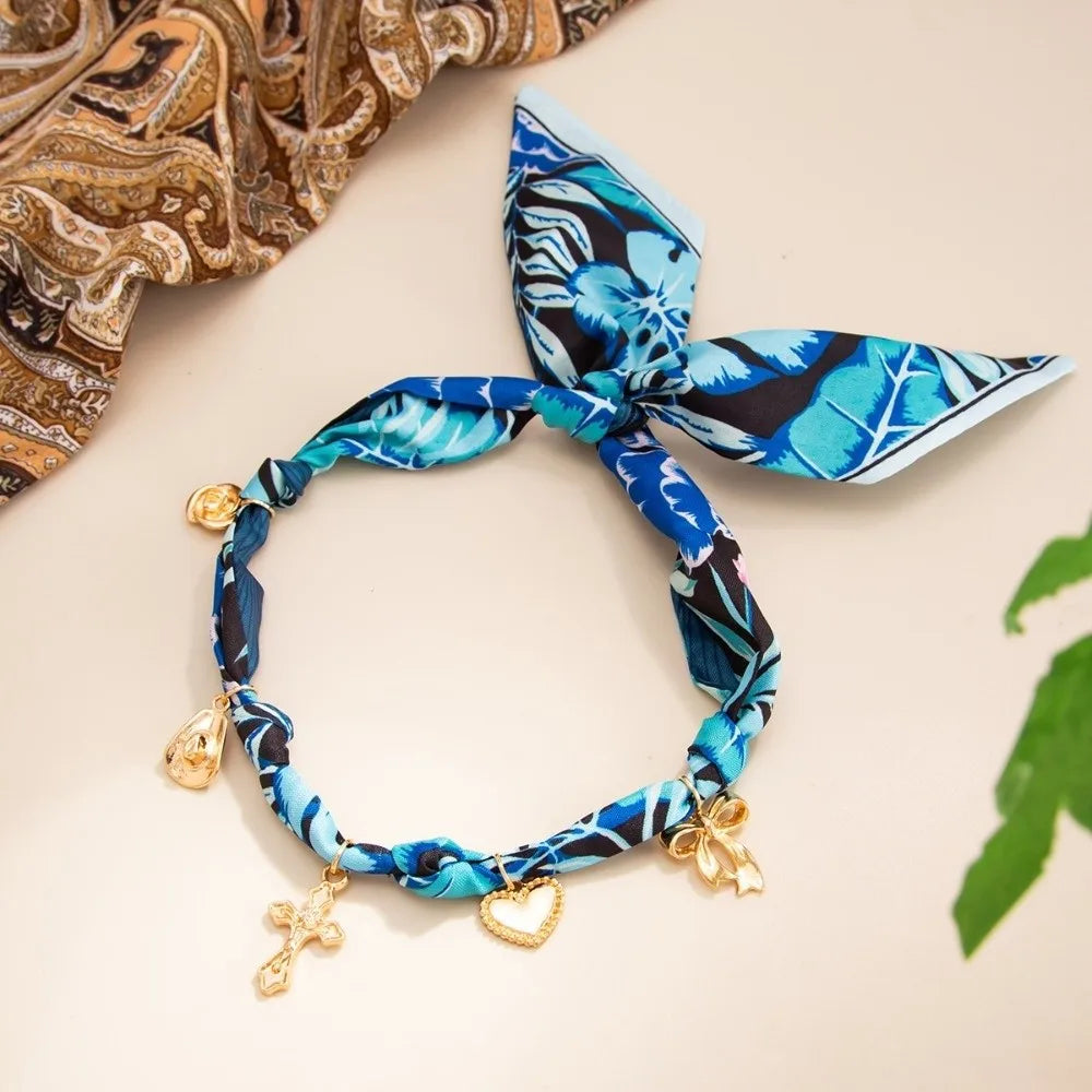 Bohemian INS Printed Scarf Necklace Stylish Lightweight Starfish Shell Necklace Trendy Comfortable Vacation Jewelry Zpaxo