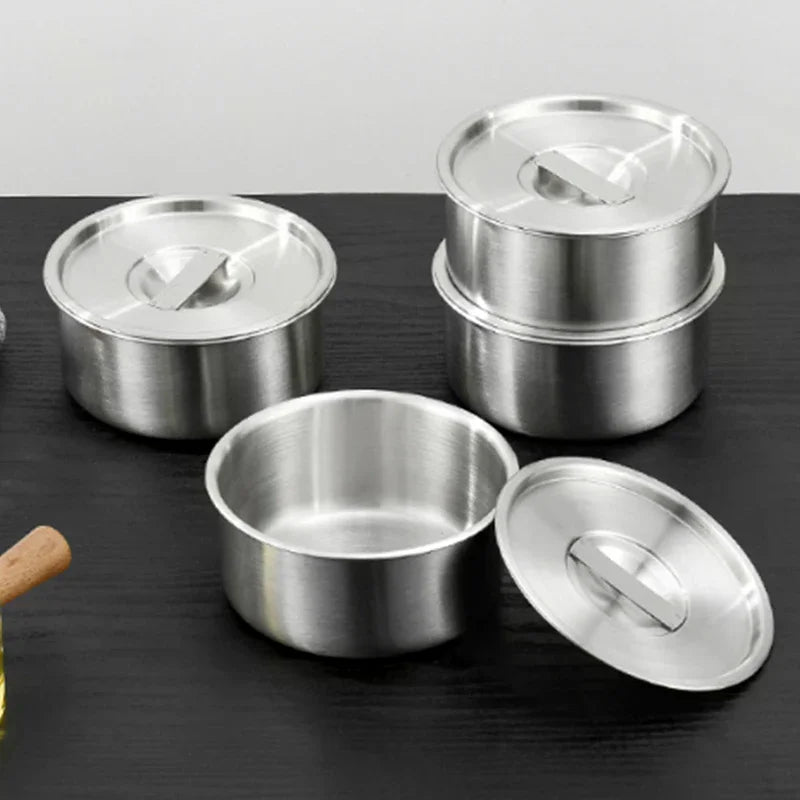 Stainless Steel Steamed Egg Bowl Ramen Rice Fruit Salad Stew Bowls With Lids Soup Cup Food Container Kitchen Tableware Supplies Zpaxo