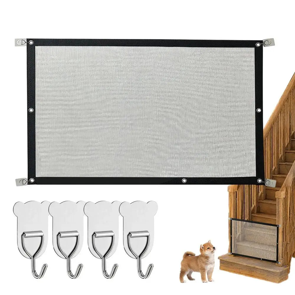 Mesh Dog Gate No Drill Portable Folding Safety Fence Guard Pet