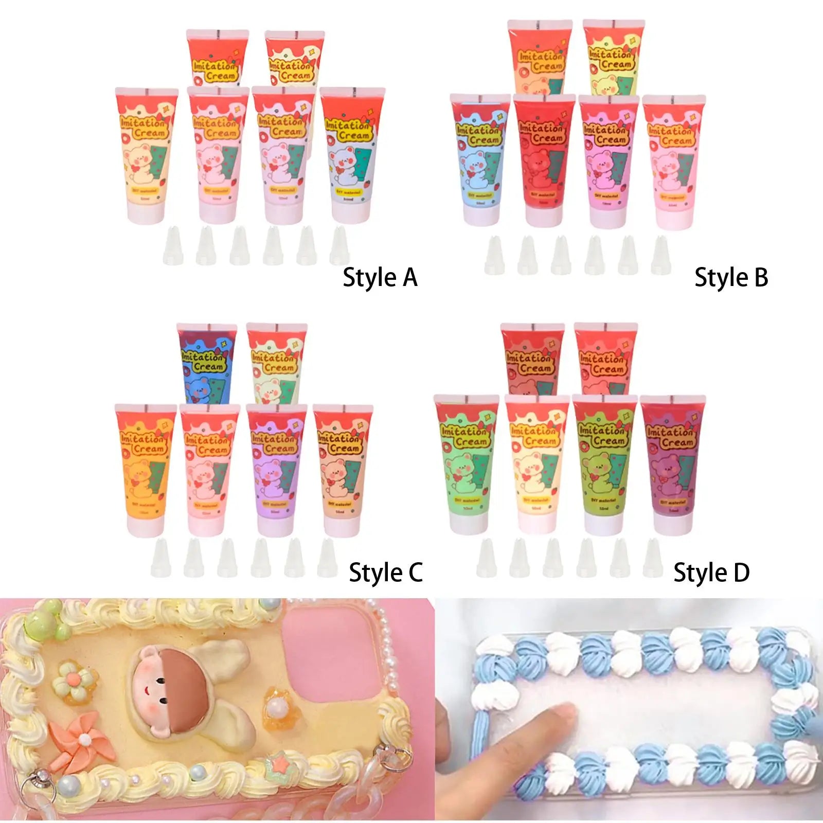 6x Cream Clay Glues DIY Phone Case Making 50G Cream Adhesive Simulation Whipped Cream Glue Set for Art Craft Projects Moulding Zpaxo