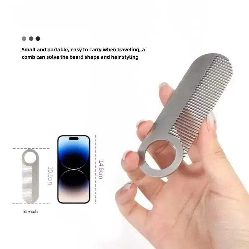Stainless Steel Men's Beard Comb Portable Mini Oil Head Barber
