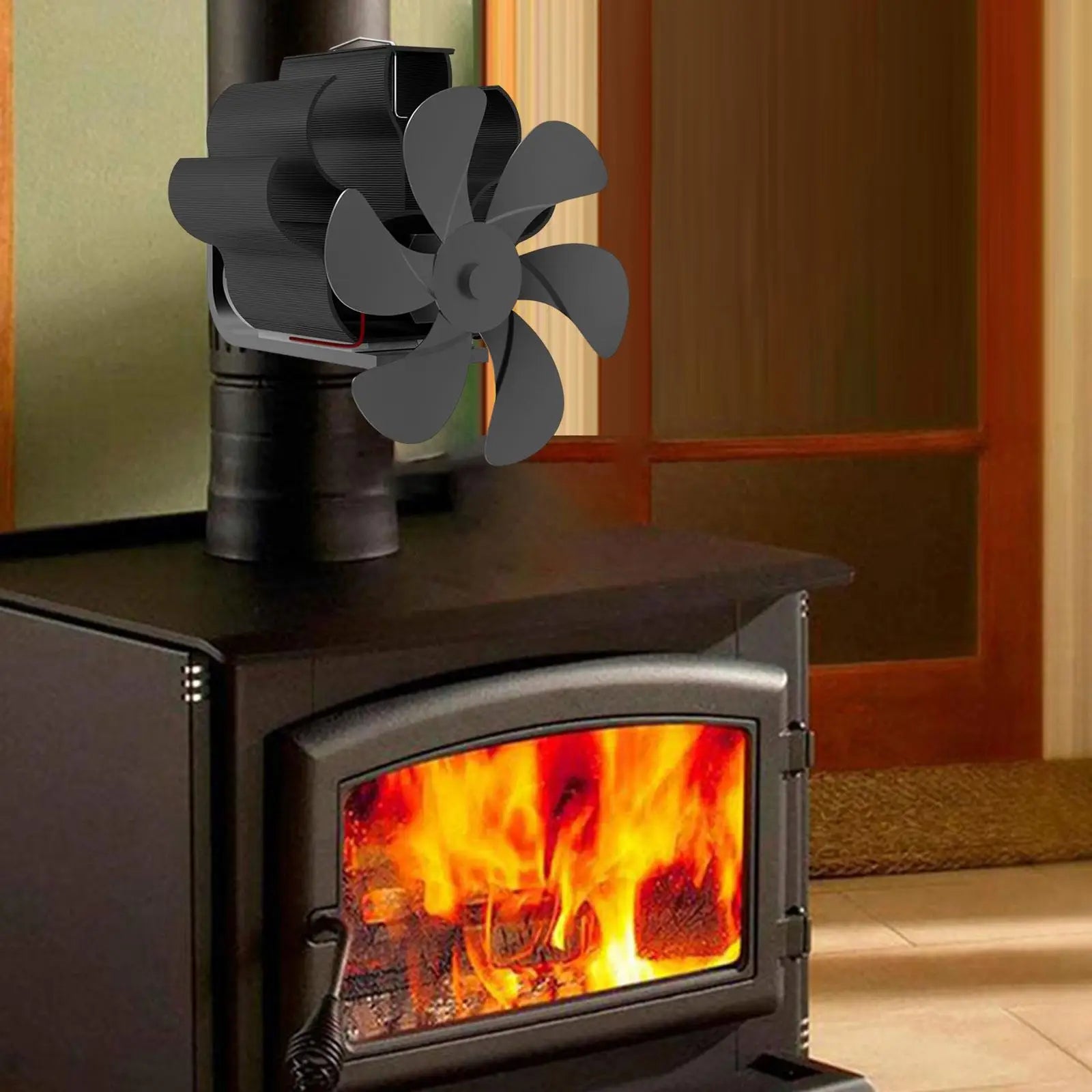 Heat Powered Flue Pipe Fireplace Fan – 6-Blade Silent Stove Fan Stove Fan Zpaxo