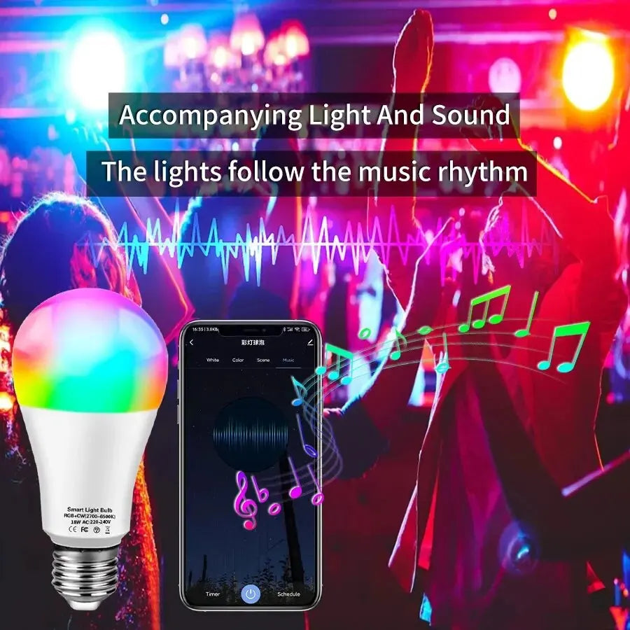15W 18W E27 Zigbee Smart Light Bulbs RGB Led Bulb AC 100-240V Home