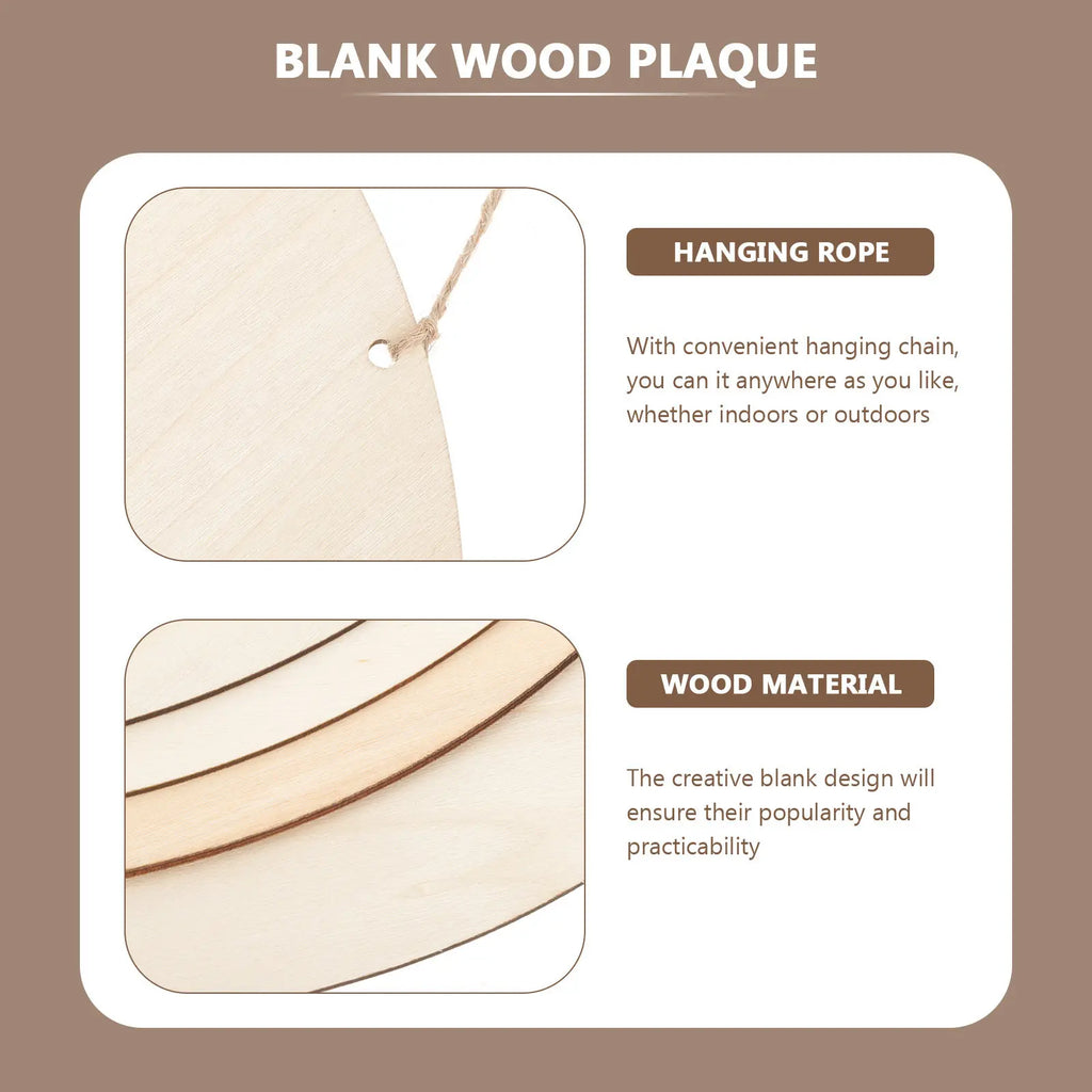 4Set Wooden Round Blank DIY Painting Plaques Hanging Wood Signs Unfinished DIY Wood Slice Art Supplies Craft Boards
