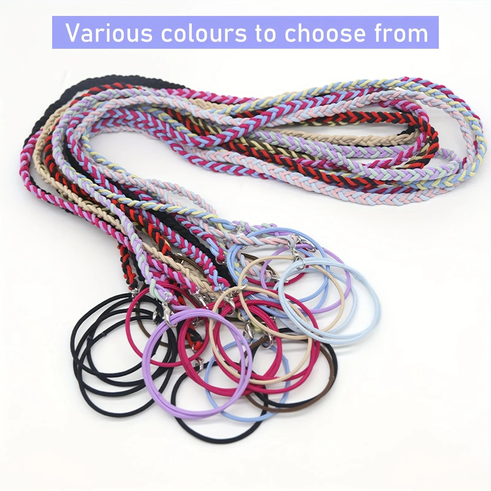 2 Packs 25" Ponytail Holders Hair Ties, Colored Elastic Braided Hair Tie, No Damage for Long Thick Curly Hair Zpaxo
