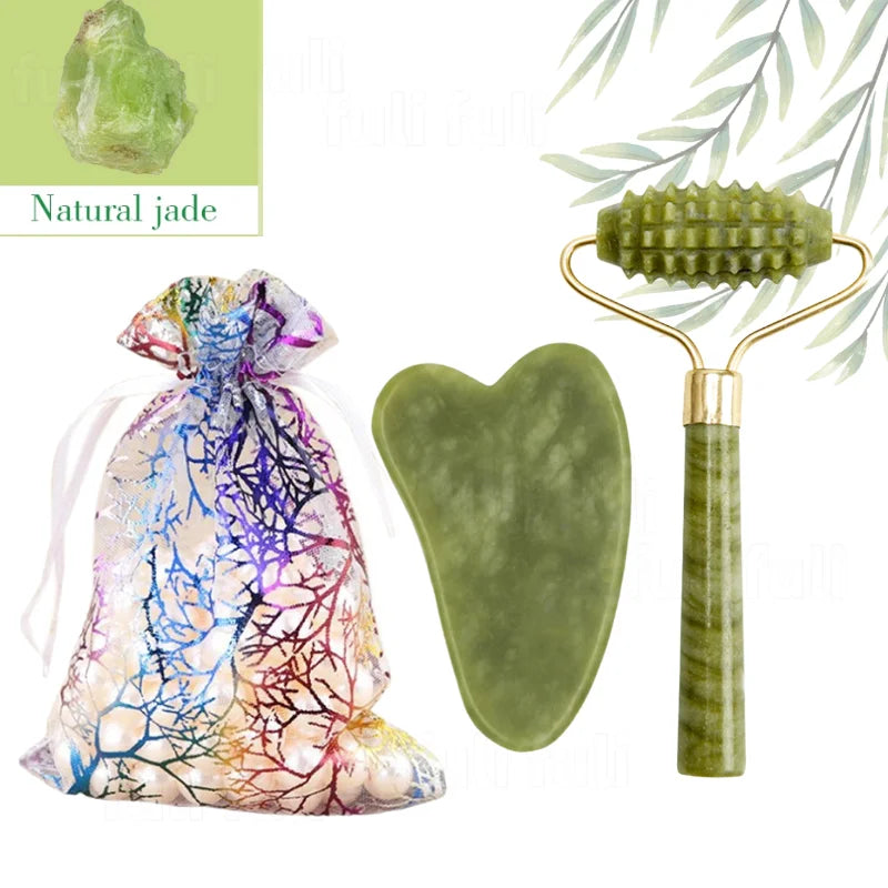 Natural Rose Jade Gua Sha Gouache Scraper Massager Face Body Facial Zpaxo green-3