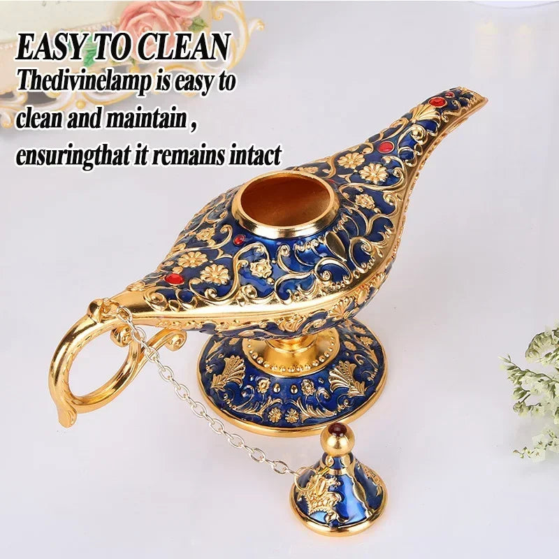 1Pc Genie Magic Lamp Aladdin Decoration European Vintage Home Decoration Russian Wishing Lamp Metal Decoration Craft Souvenir Zpaxo