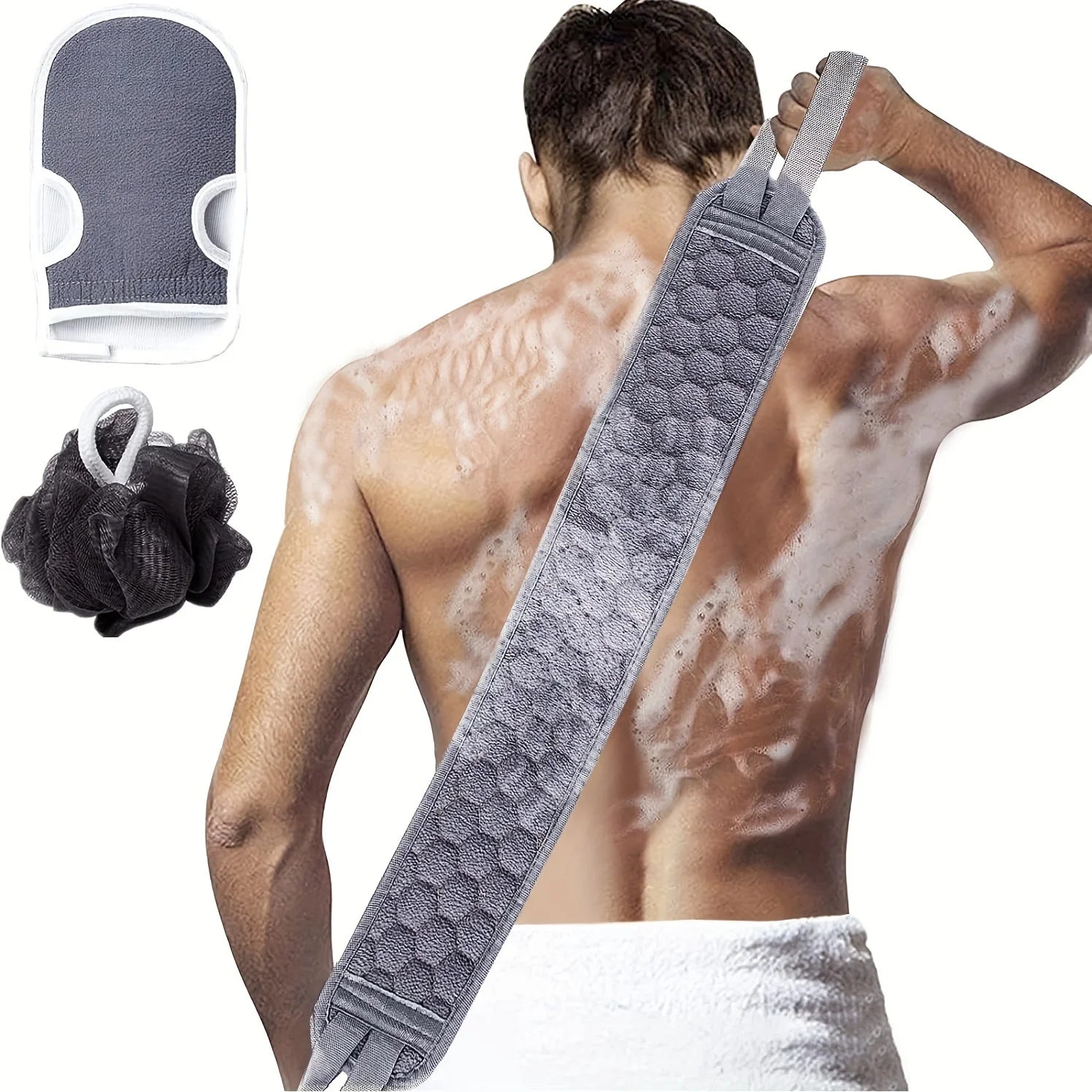 Exfoliating Body Scrubber Includes Back Bath Glove Shower Sponge