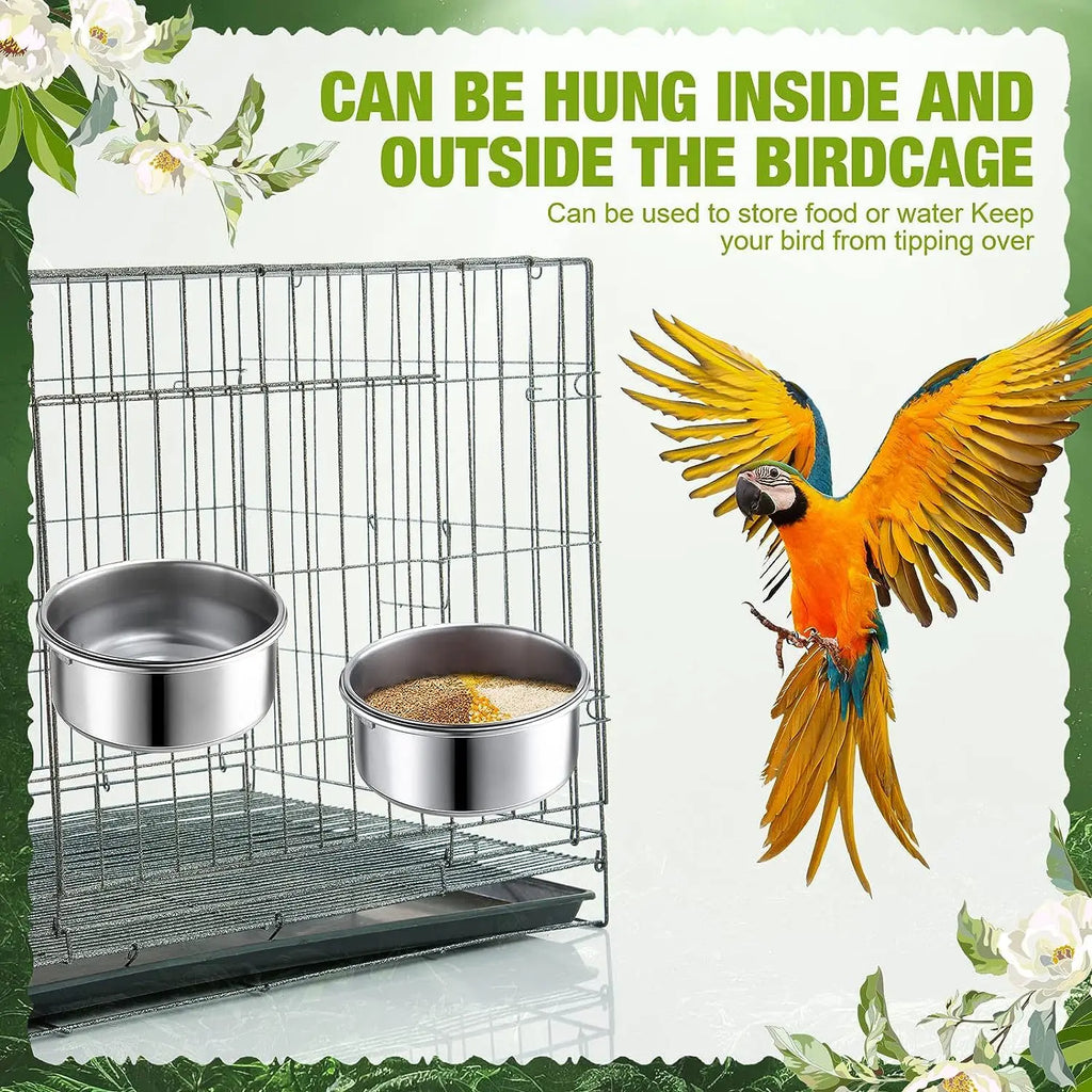 Stainless Steel Food Bowl Parrots Multi-use Hamster Water Dish Easy