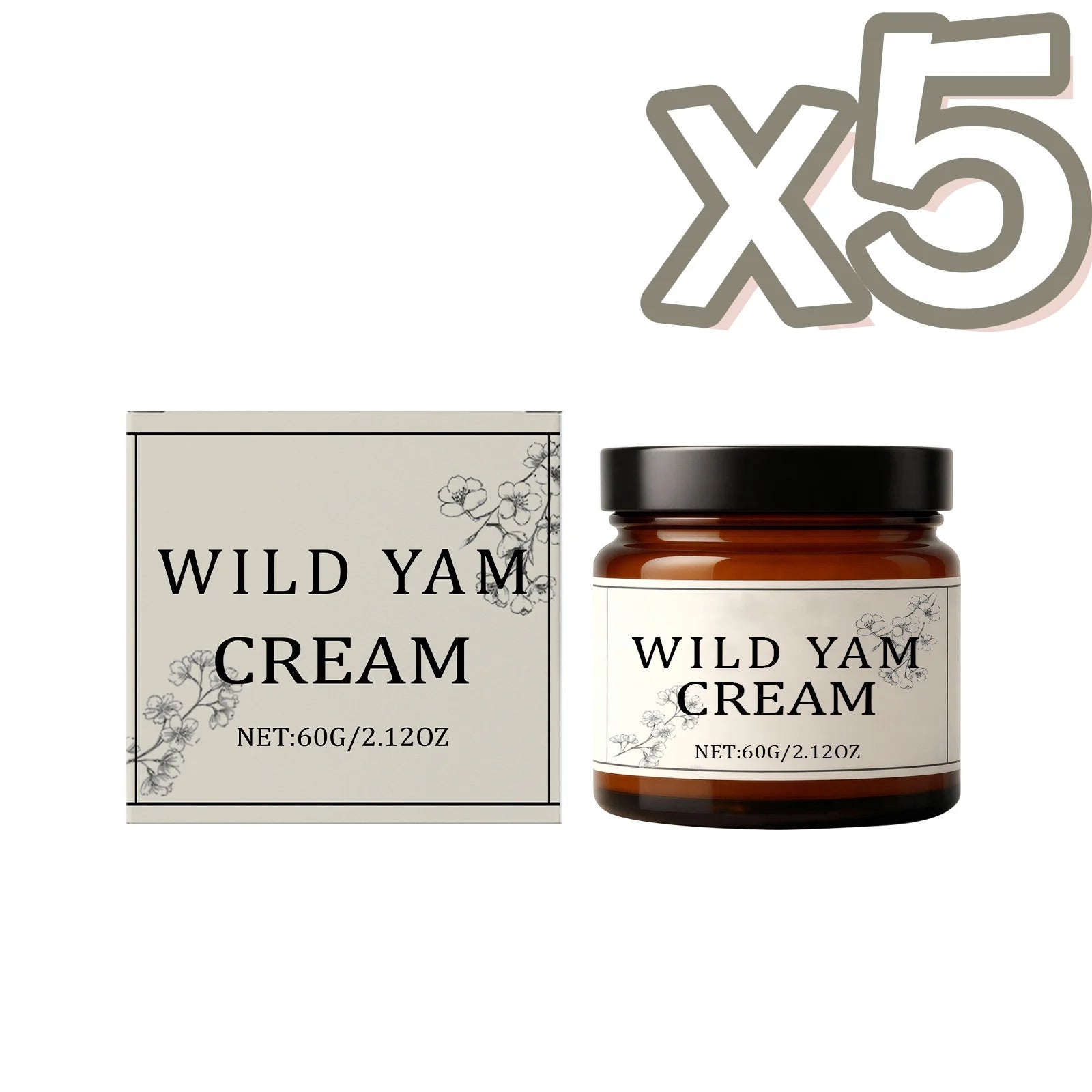 Wild Yam Cream for Menopause Relief & Hormone Balance – 60g Menopause Body Cream Zpaxo 60g Boxed x 5