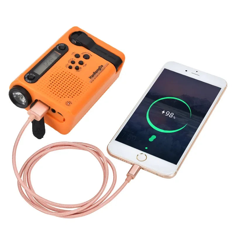 Portable AM FM SW Solar Hand Crank Radio Weather Emergency 1 2000mAh