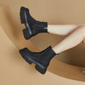 Women Leather Ankle Boots 2026 Round Toe Back Zipper Low Block Heel Zpaxo Black Velvet 32 China Mainland