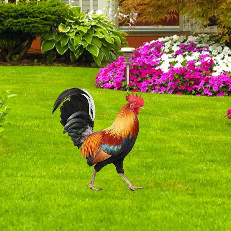 Garden Rooster Statue Chicken Sculpture For Yard Decor Weatherproof Hen Figurine For Patio Backyard Home Outdoor Decoration Zpaxo