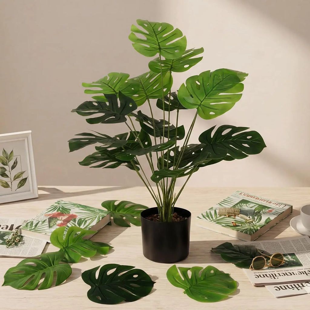 Large UV Resistant Artificial Monstera Leaves | Tropical Faux Greenery