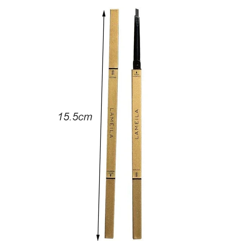 2 in 1 Deluxe Golden Strip Eyebrow Pencil 5 Colors Dual-Ended Long-Lasting Waterproof Precise Application Delicate Eye Makeup Zpaxo