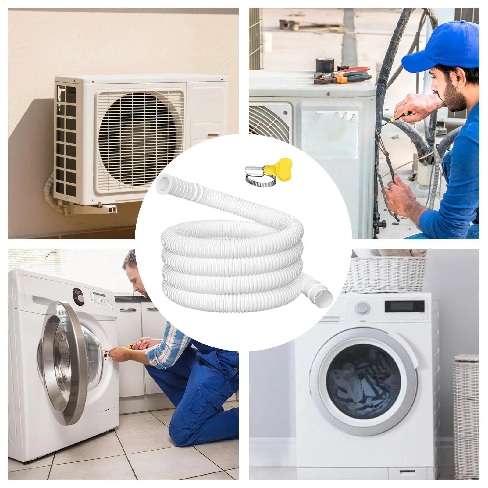 Air Conditioner Drain Hose Flexible Extension Tube Clamp Thickened