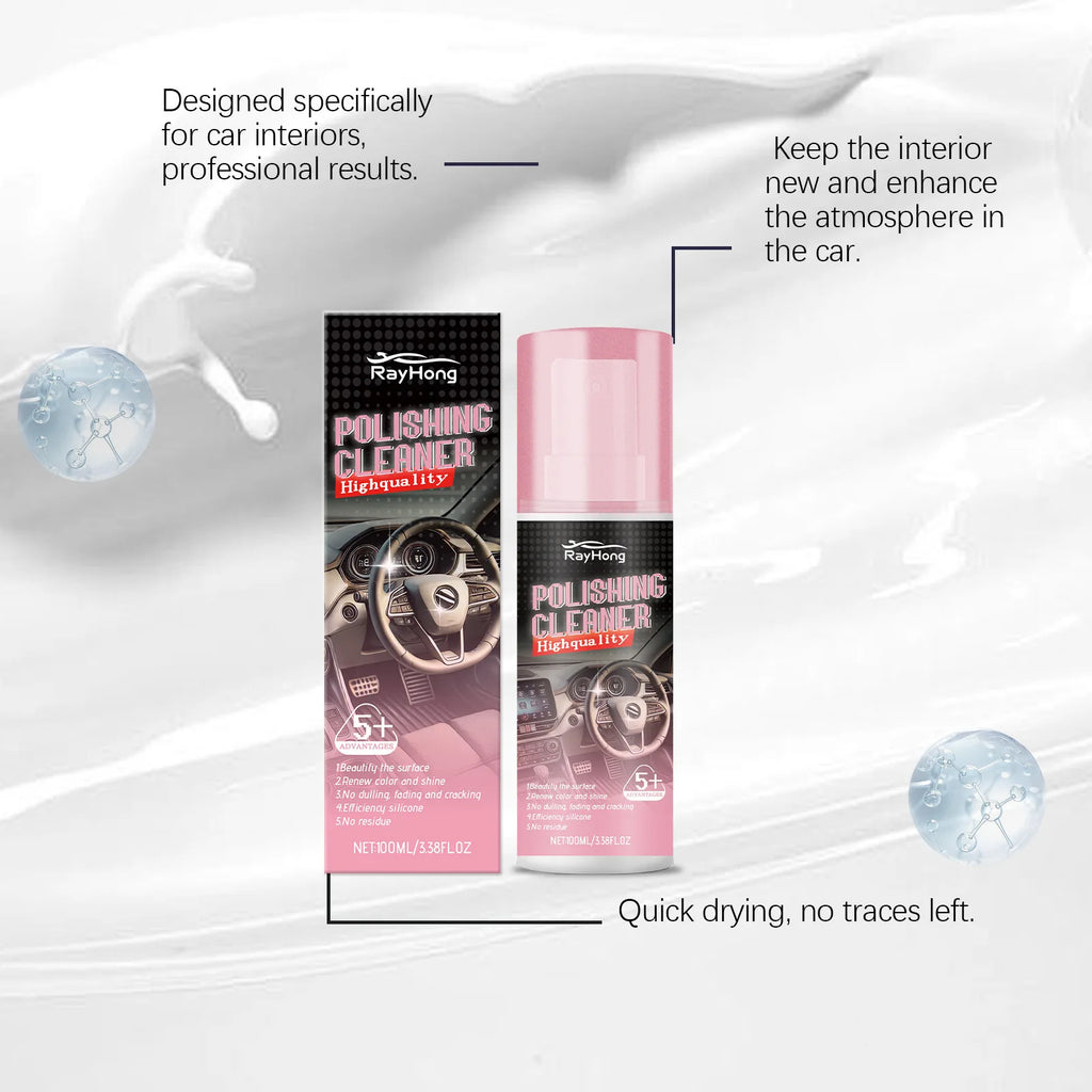 Car Interior Polishing Agent Versatile Interior Cleaning Stubborn Dirt Stain Grease Dust Polish Leather High Gloss Polish Agent Zpaxo