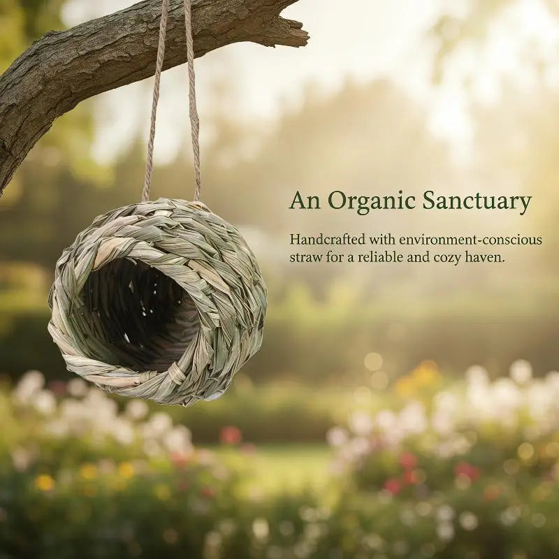 Woven Hanging Birdhouse Natural Grass Bird Nest Cozy Resting Place Zpaxo
