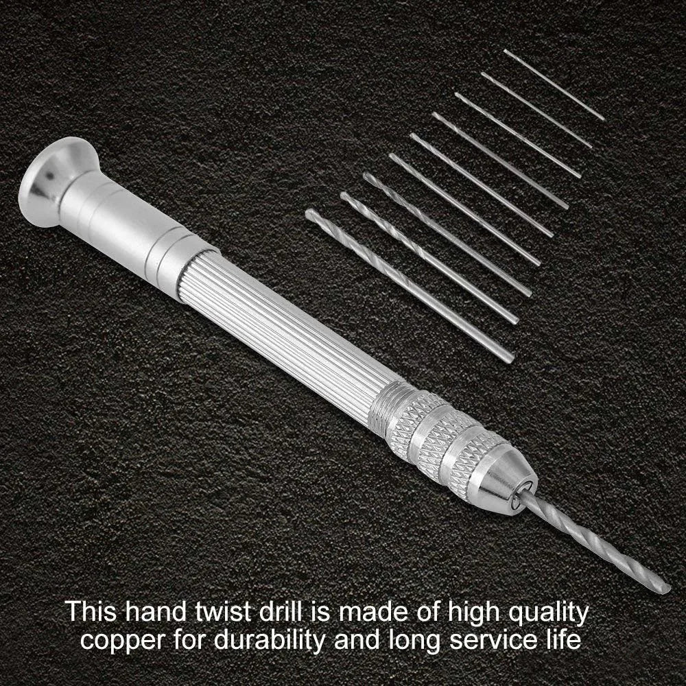 11-Pc Precision Pin Vise Hand Drill Set with 10 Twist Bits Hand Drill Set Zpaxo