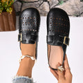 Summer Flat Women's Slippers Retro Breathable Hollow Outdoor Non-slip Zpaxo black 36