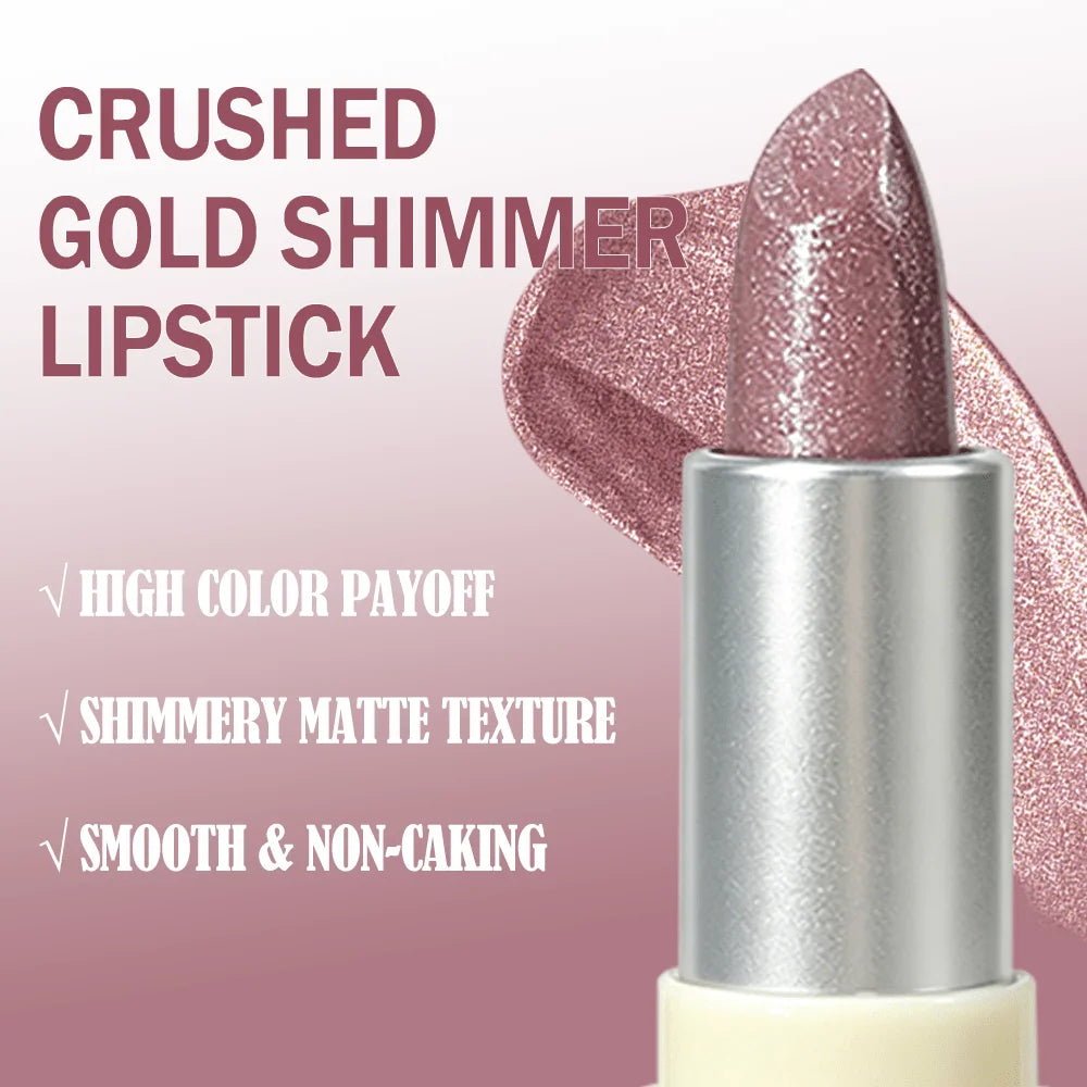 High-pigment Shimmer Metallic Lipstick Natural Nude Long-lasting Zpaxo