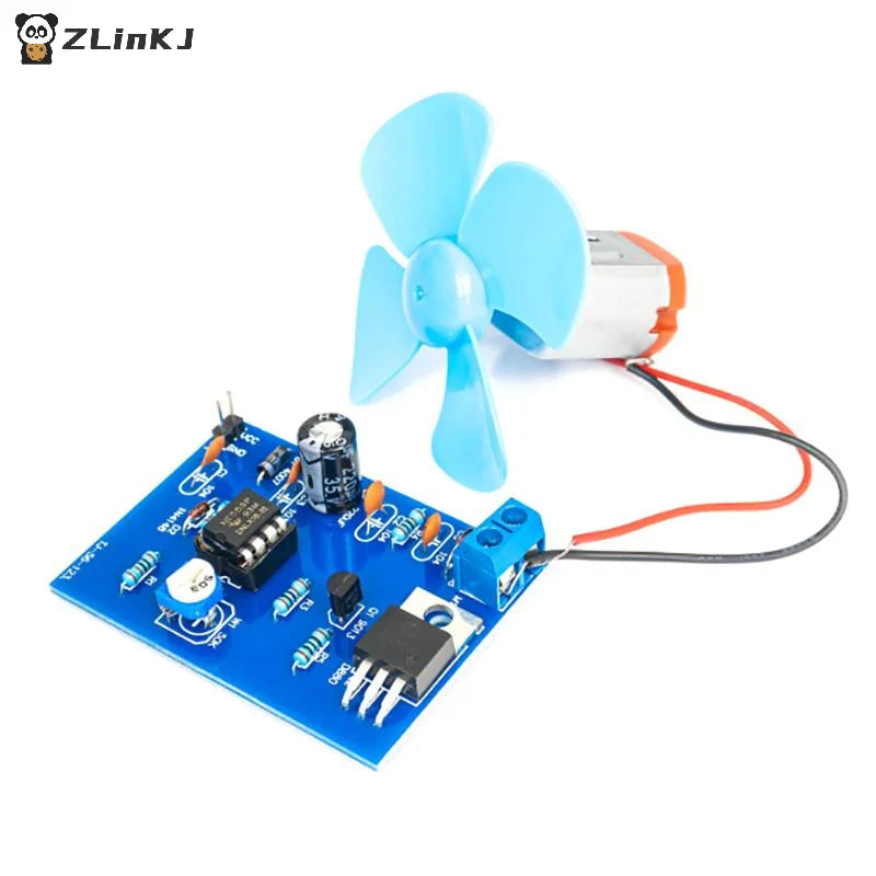 ▶NE555 DIY Electric Fan Kit DC 4.5V Motor Pulse Width Speed Controller DIY Electronic Soldering Practice Electronics Training Zpaxo