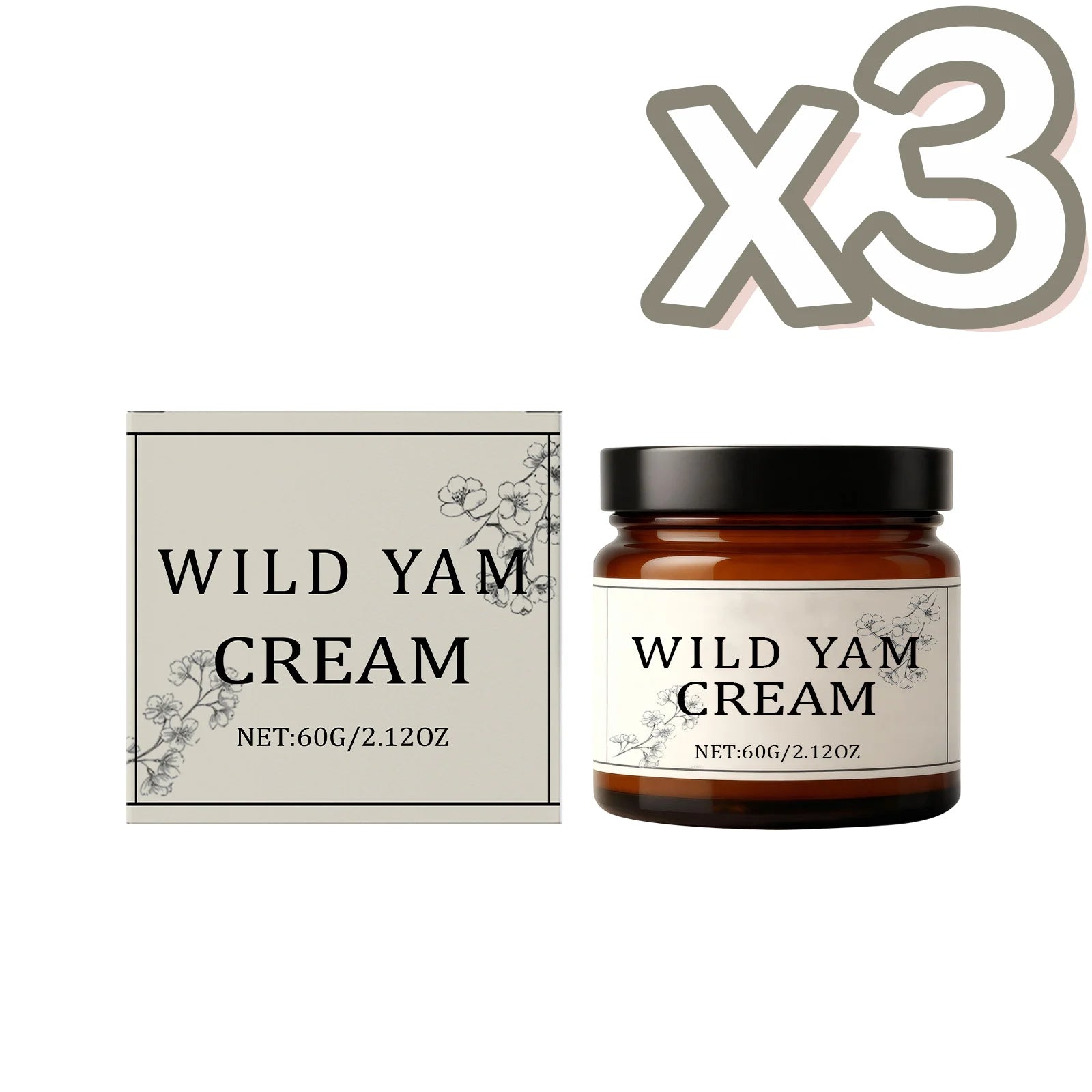 Wild Yam Cream for Menopause Relief & Hormone Balance – 60g Menopause Body Cream Zpaxo 60g Boxed x 3